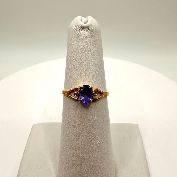 NWT 10k yellow gold, and genuine .60ct tanzanite solitaire ring with paperwork! - Picture 1 of 11